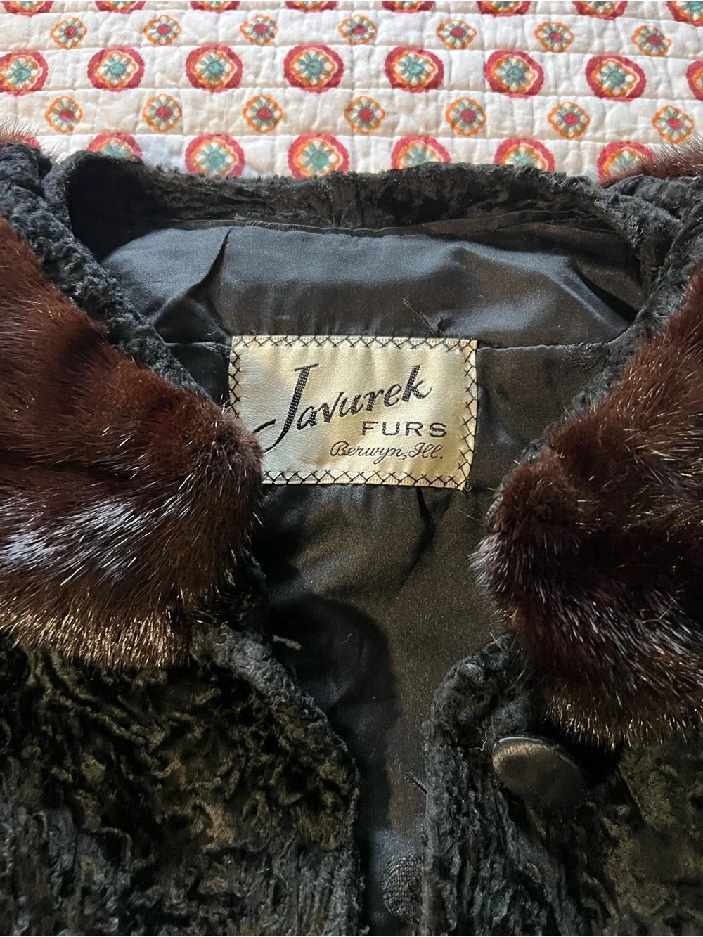 Vintage 50s Persian Real Lamb Mink Fur Collar Bolero Jacket size Medium